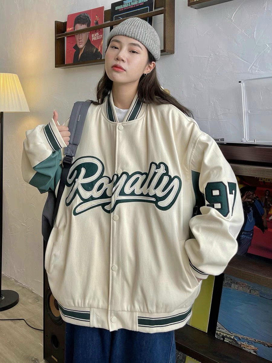 Áo bomber kaki Royyalty phối tay