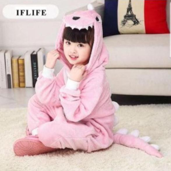 Bộ đồ thú khủng long hồng cho bé yêu