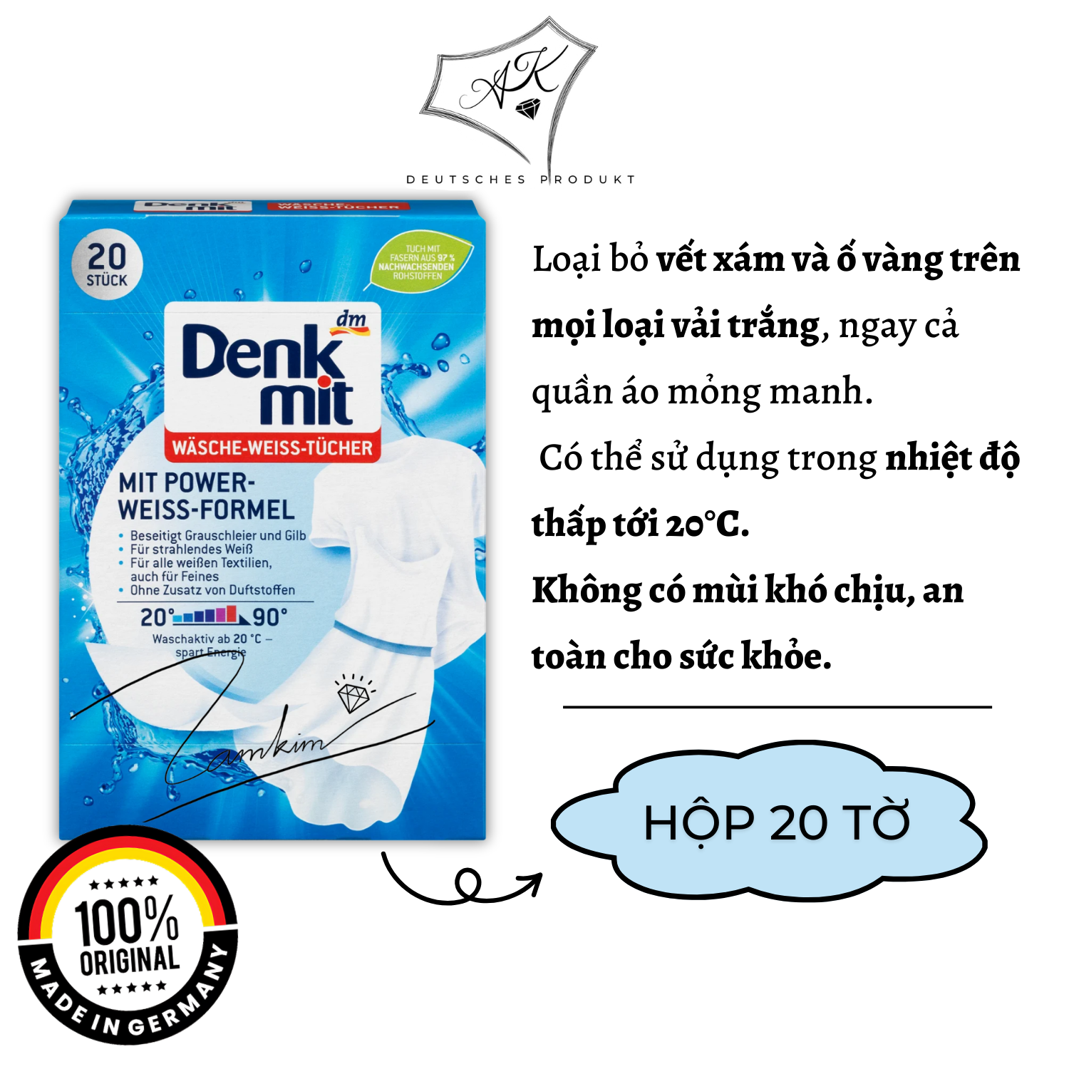 [ Hàng Đức ] Tẩy trắng quần áo nội địa Đức - Denkmit