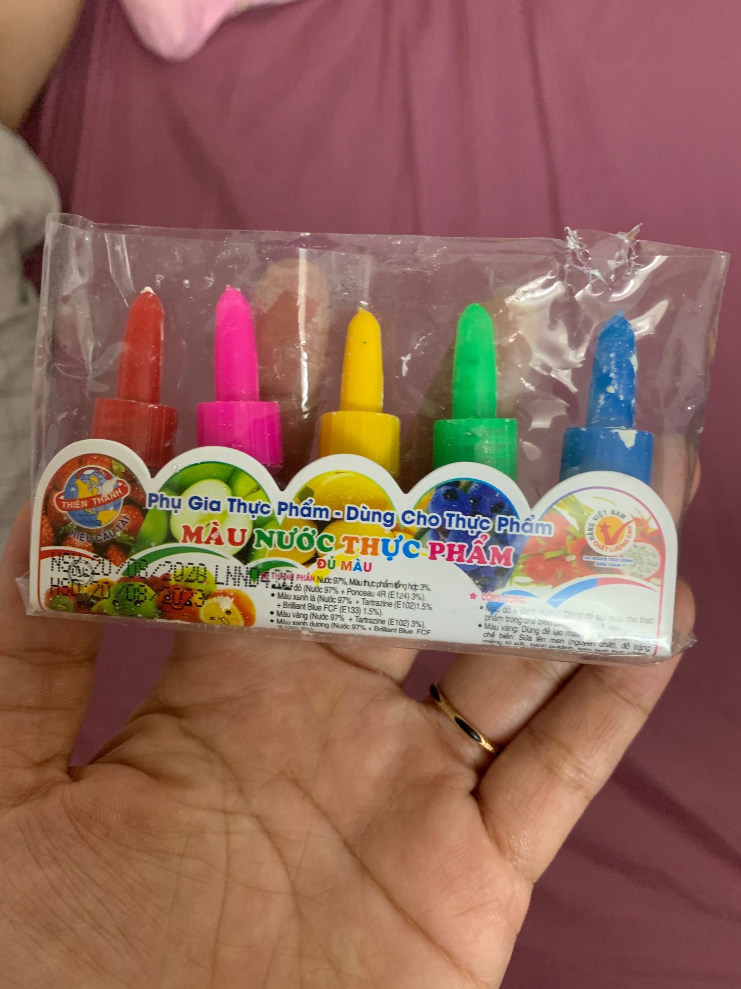 Lốc 5 màu thực phẩm mini 5ml