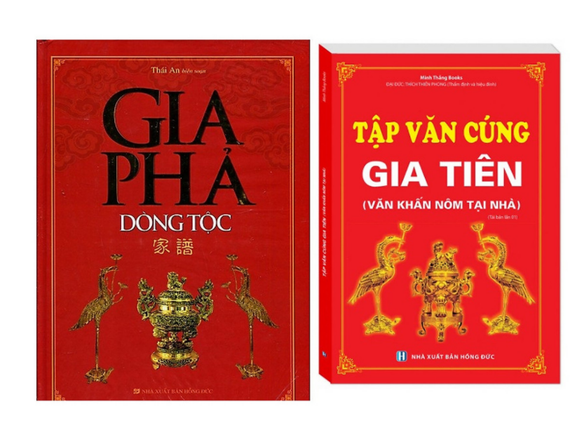Combo 2 cuốn gia phả dòng tộc +tập văn cúng gia tiên