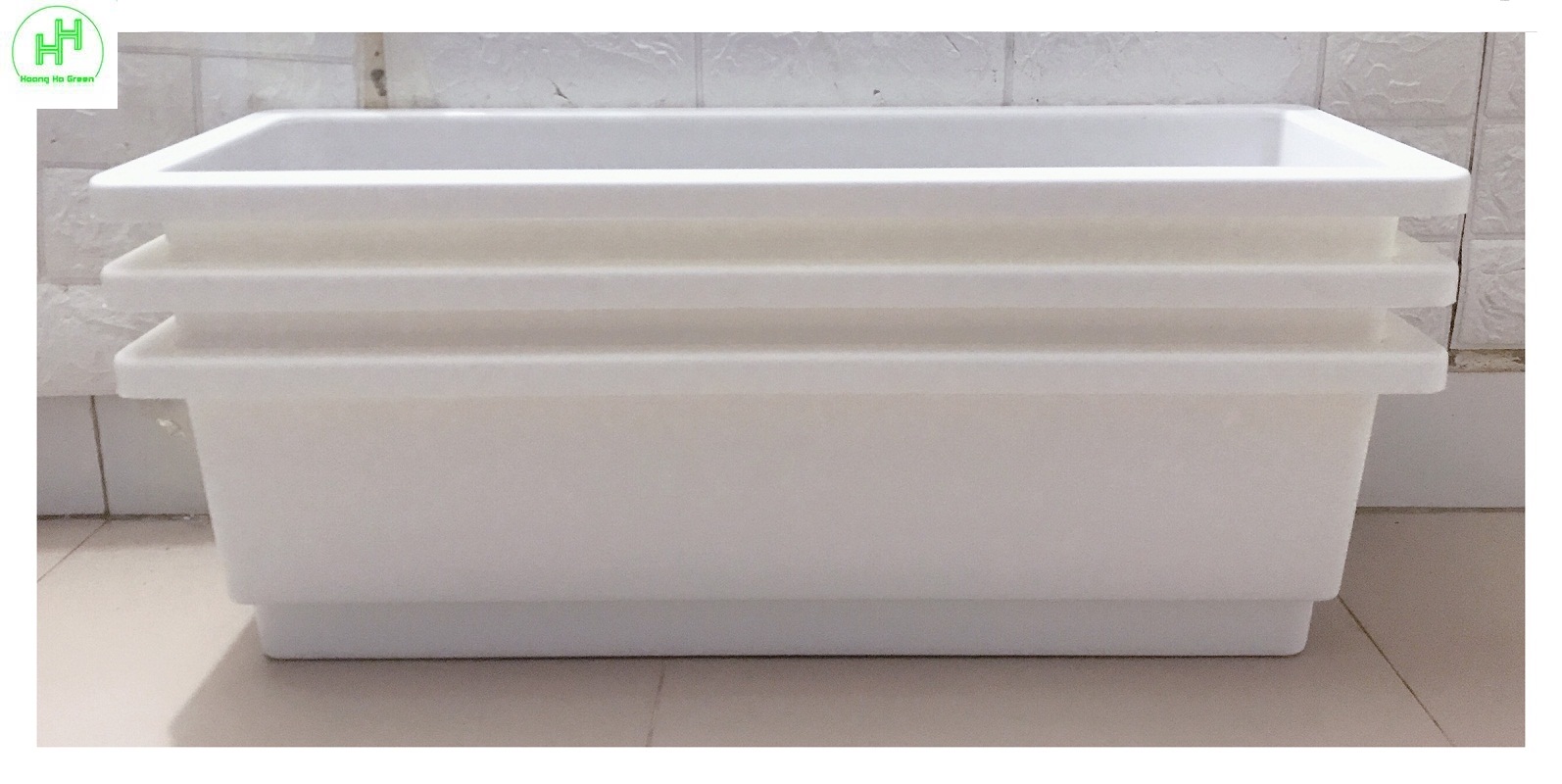 3 Chậu/ Khay/ Máng Nhựa Trồng Rau, Trồng Hoa, Cây Cảnh Kích Thước 67X24X19Cm - Màu Trắng