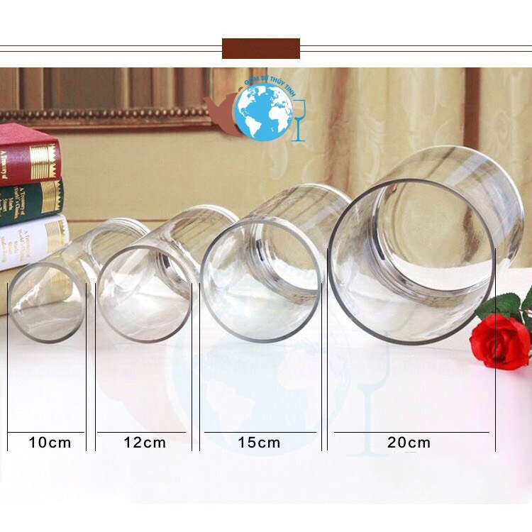 Lọ hoa thủy tinh trụ tròn 24x40 cm