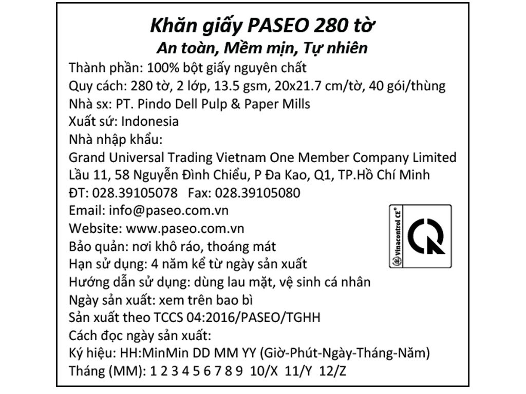 Combo 4 gói Khăn giấy thếp Paseo 280 tờ ( 2 lớp )