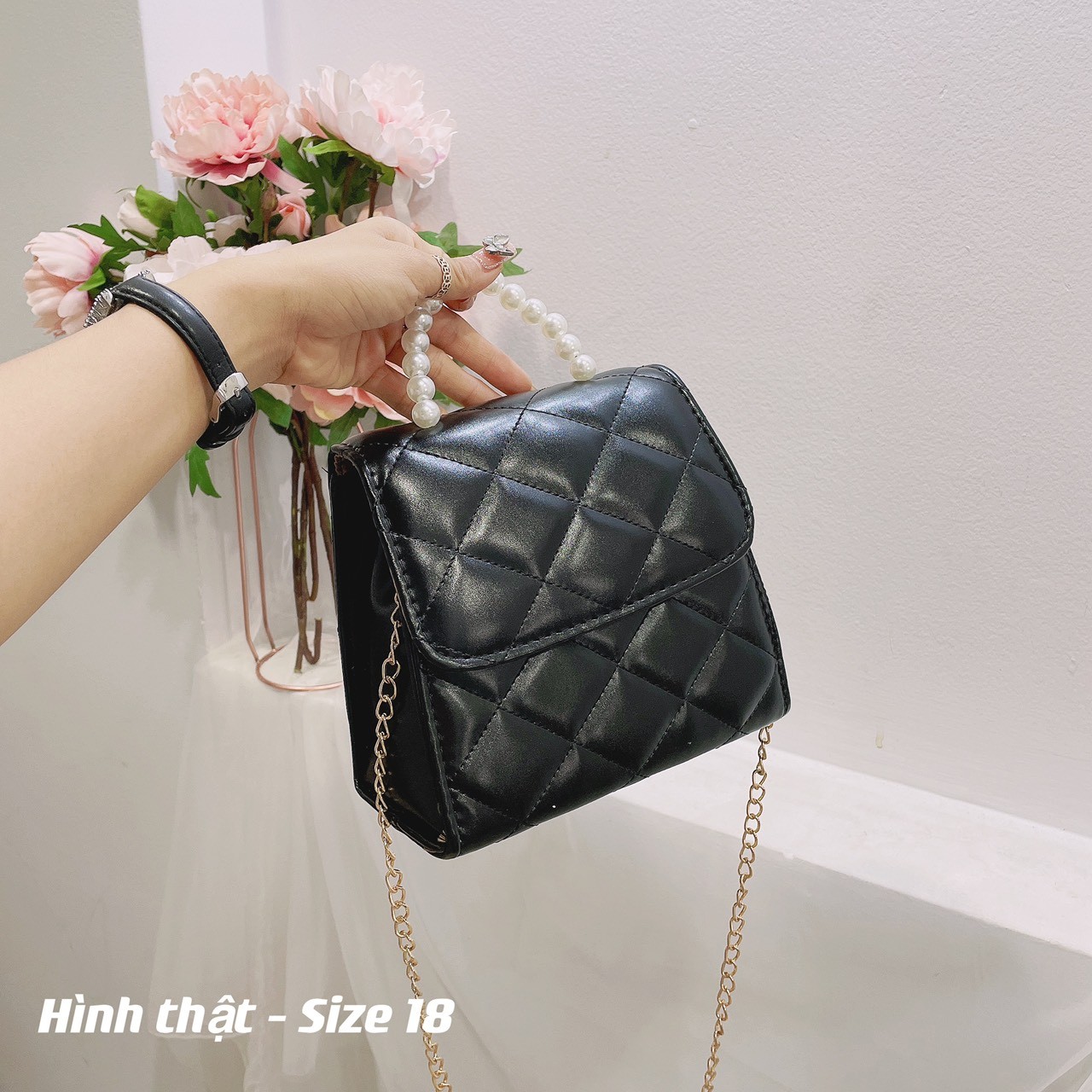 Túi đeo chéo  mini quai ngọc dễ thương CD06
