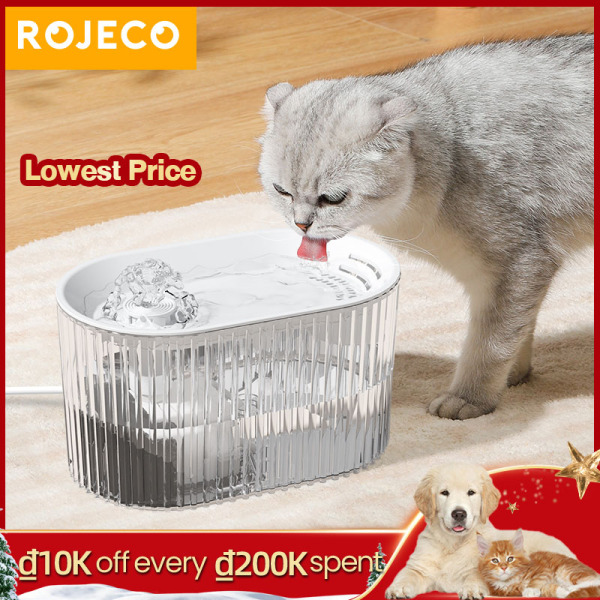 【Độc quyền】ROJECO 1.35L máy uống nước tự động vỏ pha lê với bộ lọc nước than hoạt tính cho chó mèo