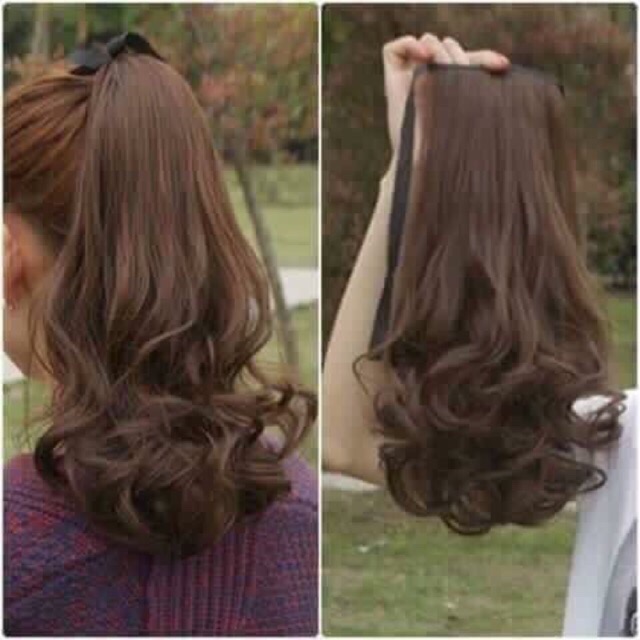Tóc giả cột ❤️FREESHIP❤️ Tóc giả cột xoăn ngắn 35cm
