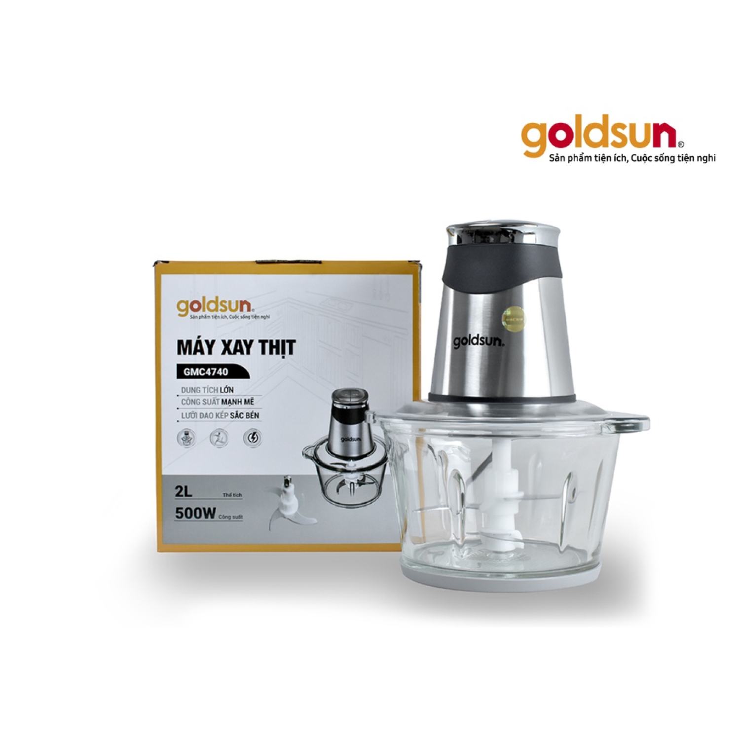 Máy xay thịt Goldsun GMC4740 cối thủy tinh