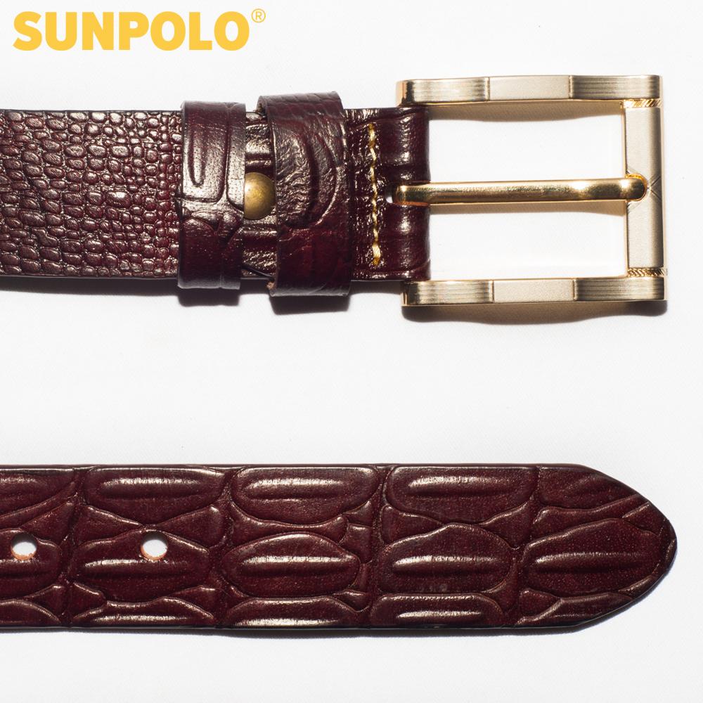 Men leather buckle belt SUNPOLO BSBK28 (brown)