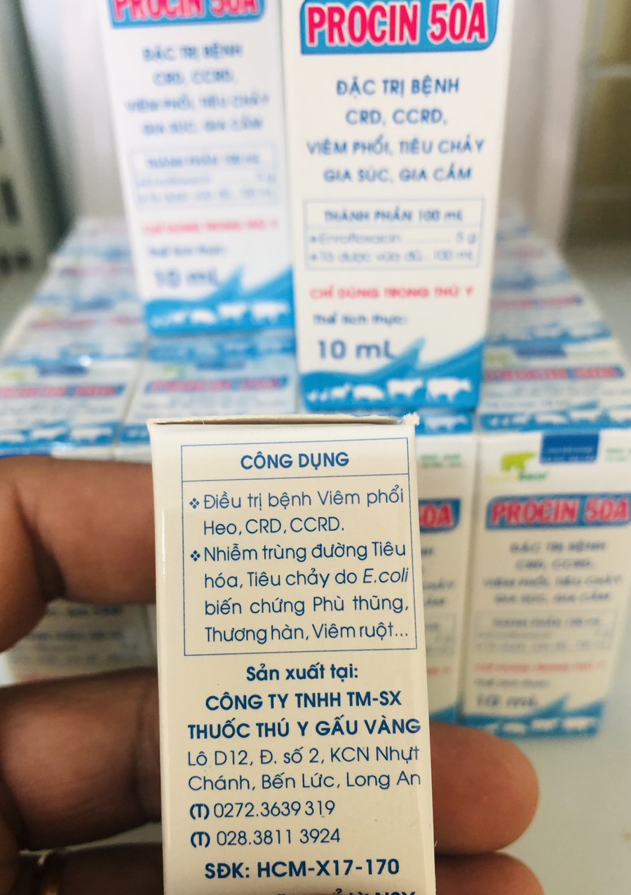 THUỐC GÀ ĐÁ - PROCIN 50 A - CTY GẤU VÀNG - COMBO 5 CHAI 10 ML