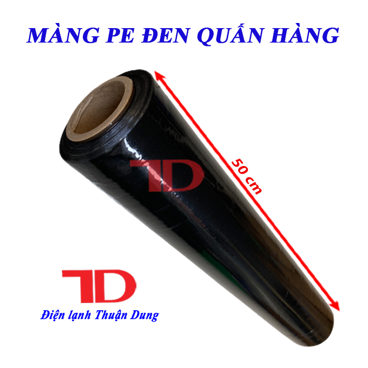 Màng PE đen 50cm 1.8kg, màng PE bọc hàng, quấn hàng được dùng để cuốn pallet - Điện Lạnh Thuận Dung
