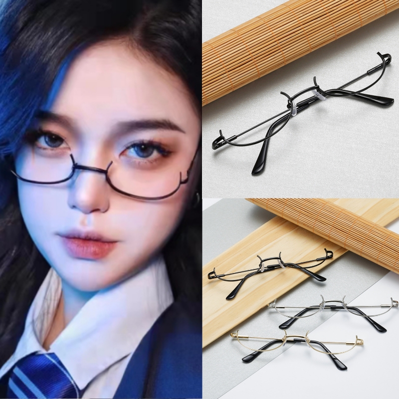 Khung mắt Phụ nữ trang trí lưới đỏ nửa khung kính FAVOURIE