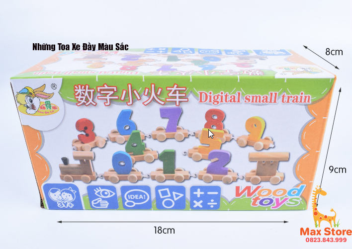 (Đồ Chơi Giáo Dục) Đoàn Tàu Gỗ Chở Số 0 - 9