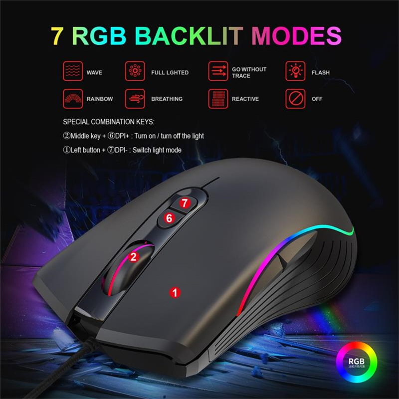 Chuột game thủ Gaming Black LED RGB - Siêu Bền