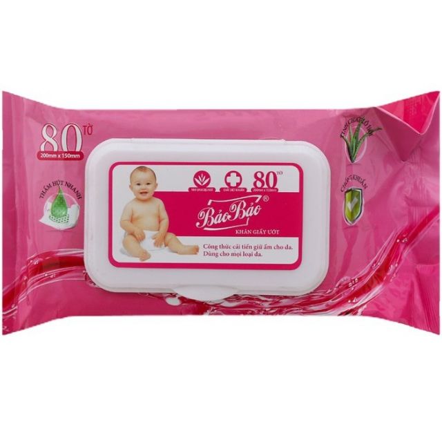 Khăn Giấy Ướt Bảo Bảo 80 tờ