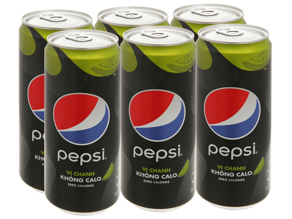 Lốc 6 lon nước ngọt Pepsi không calo vị chanh 330ml