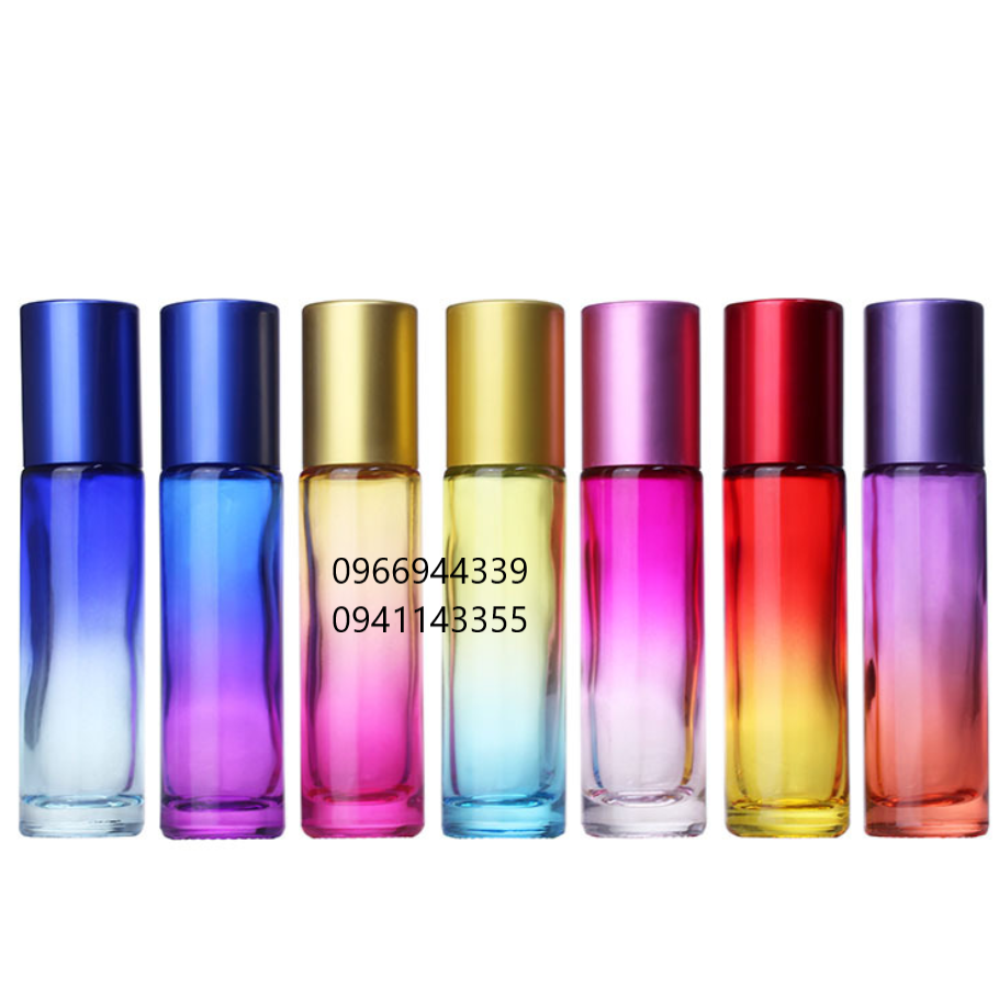 1 PC Gradient Rainbow Ombre Ball Bottle 10Ml Gradient Color Thick Glass Roll On Essential Oil Empty Parfum Bottles Roller Ball Travel Use Necessaries