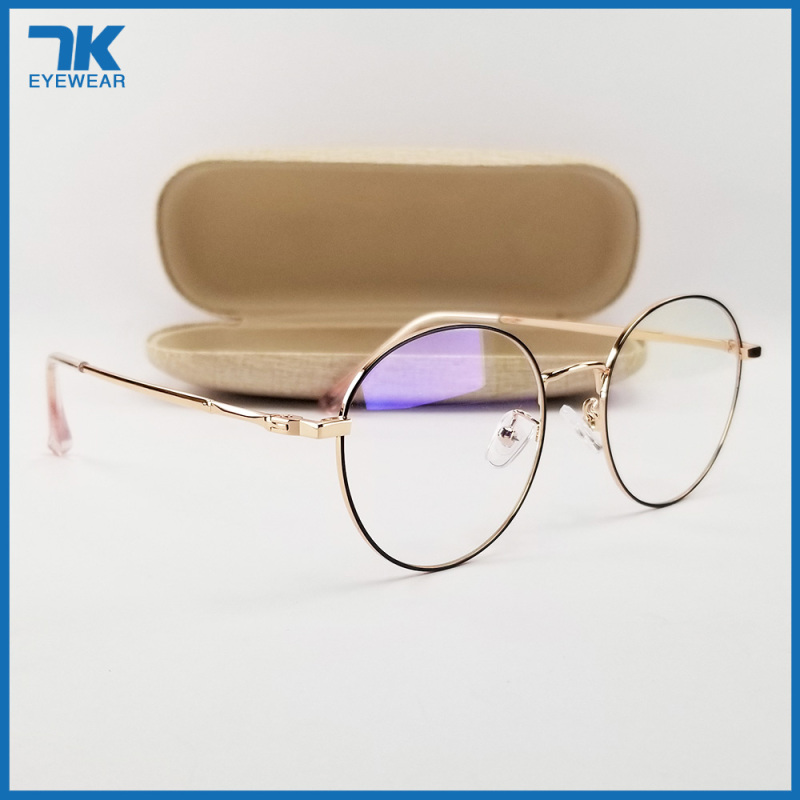Mua [HCM]Gọng kính nam nữ mắt cận tròn kim loại màu đen bạc vàng hồng 29203. Tròng giả cận 0 độ chống ánh sáng xanh chống tia UV. Eyeglasses frames for men/women. Blue-Light-Blocking-Glasses.