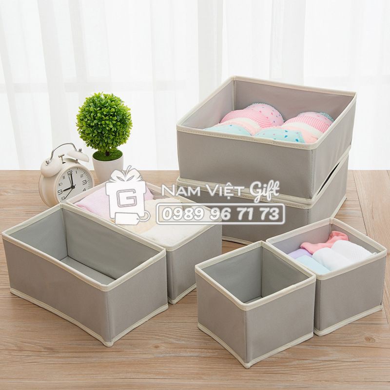 Bộ 6 hộp vải oxford đựng đồ lót phụ kiện