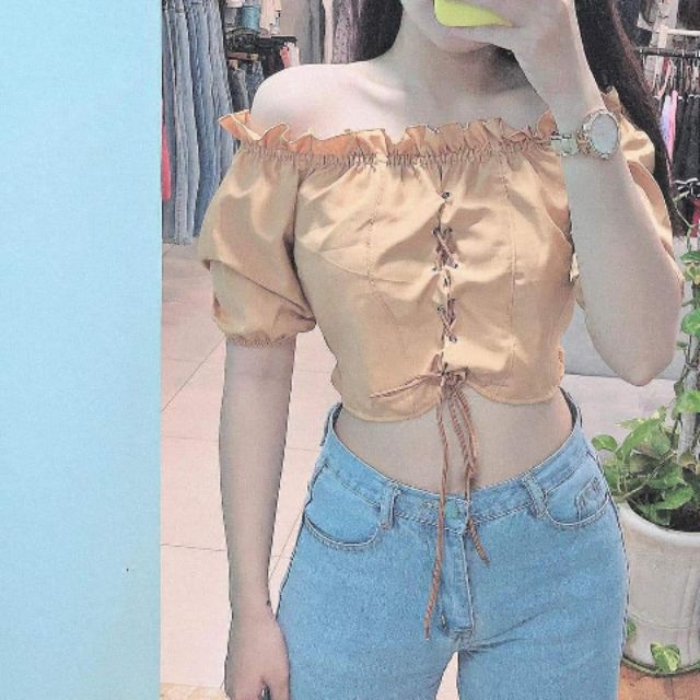 Áo croptop trái bí đan dây ảnh thật sang xịn rẻ