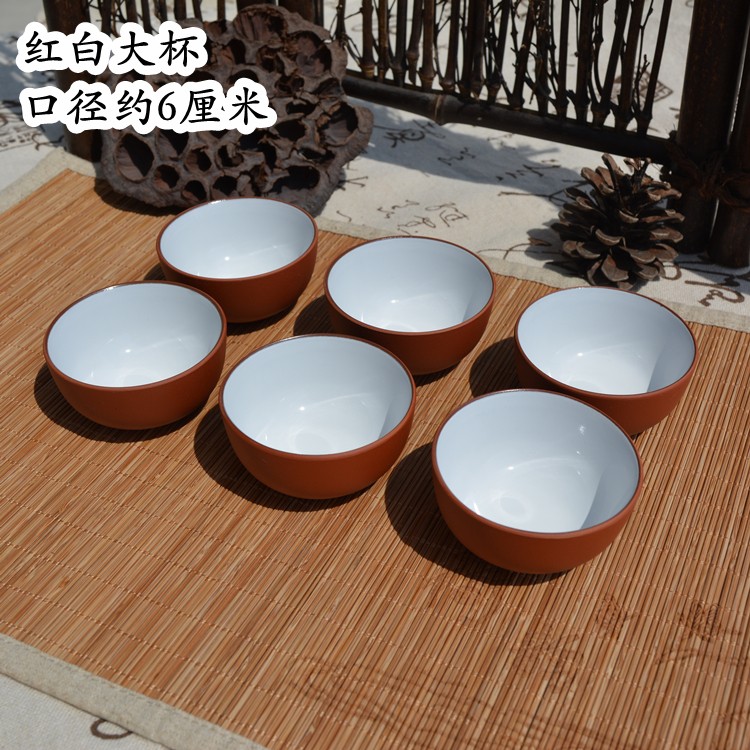 Chén Trà Đất Sét Màu Đỏ, Đen Tráng Men Trắng Đẹp