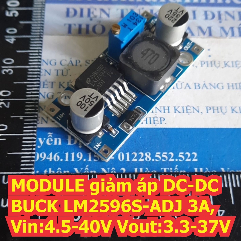 Module nguồn giảm áp dc-dc, buck lm2596 lm2596s-adj 3a, vin:4.5-40v vout:3.3-37v kde0021