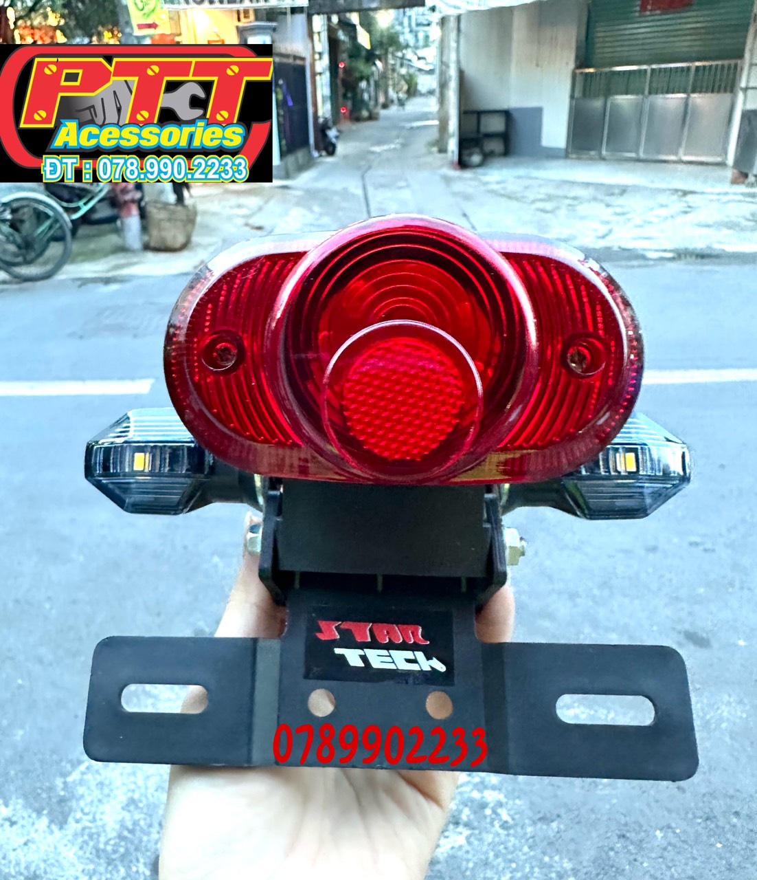 Đèn hậu chế có xi nhan led dành cho xe chaly - 67 - cub - cafe racer