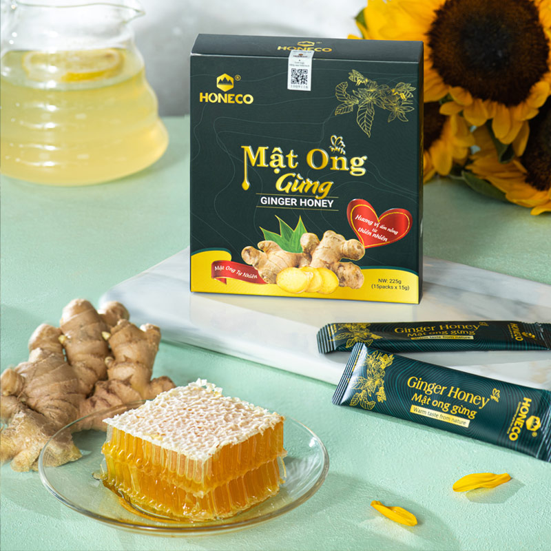 Mật ong gừng HONECO (Hộp 15 gói tiện lợi)