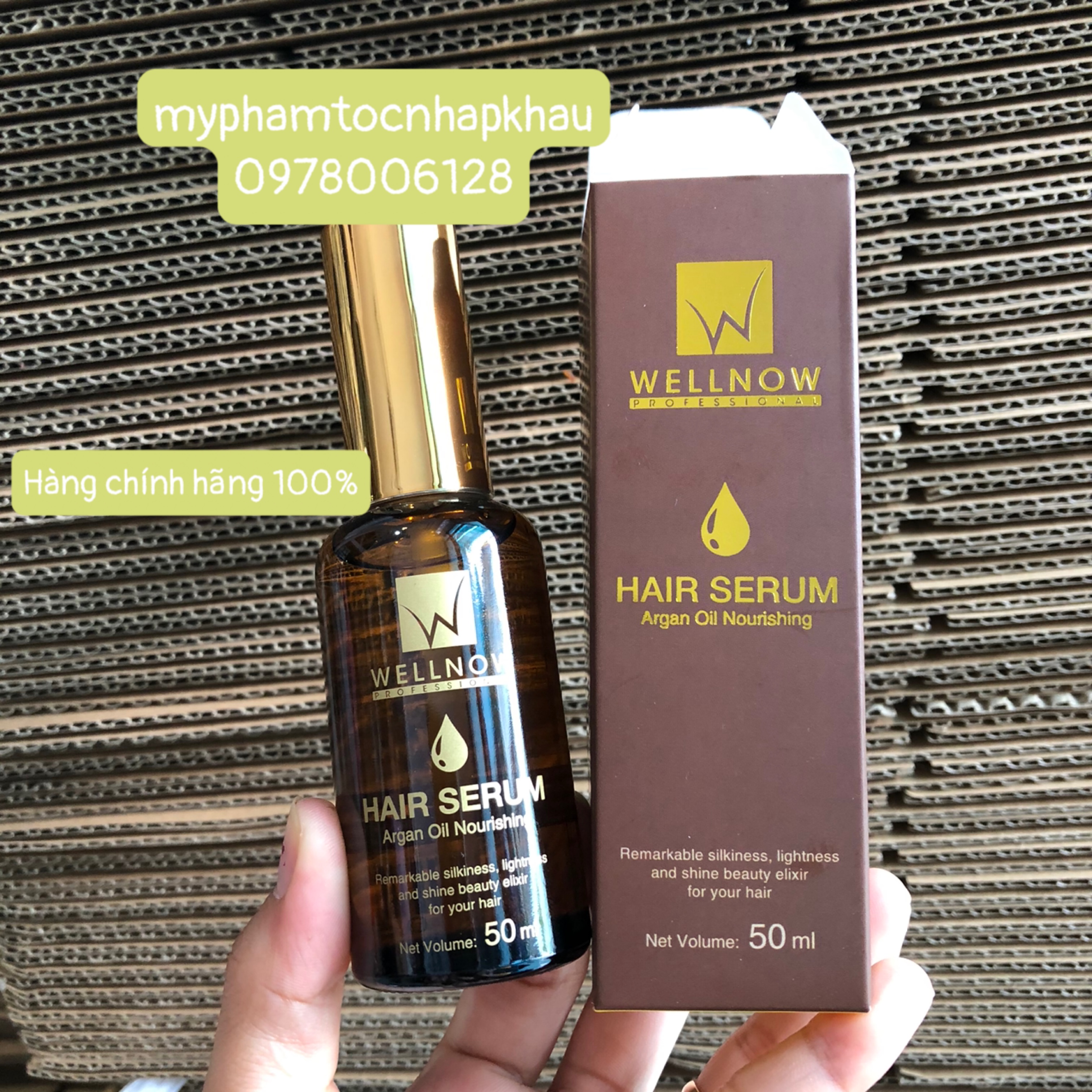 Tinh dầu dưỡng bóng, phục hồi giữ nếp tóc uốn argan oil nourishing wellnow 50ml