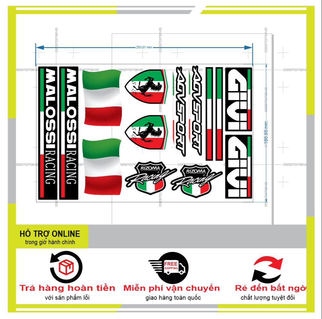 14 logo sticker cờ itali