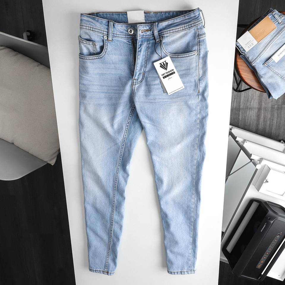 [HCM]QUẦN JEAN NAM CAO CẤP RÁCH GỐI MÀU XANH NHẠT 525 ĐÔNG PHƯƠNG + ÁO THUN TRƠN (MUA RIÊNG)