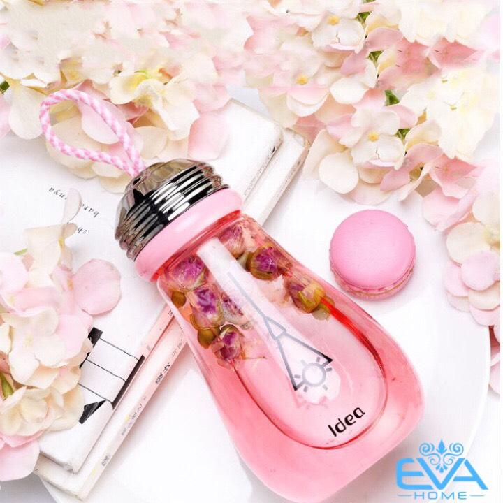 [HCM]Bình Thủy Tinh Kiểu Dáng Bóng Đèn Dây Tóc Có Dây Xách 450 Ml