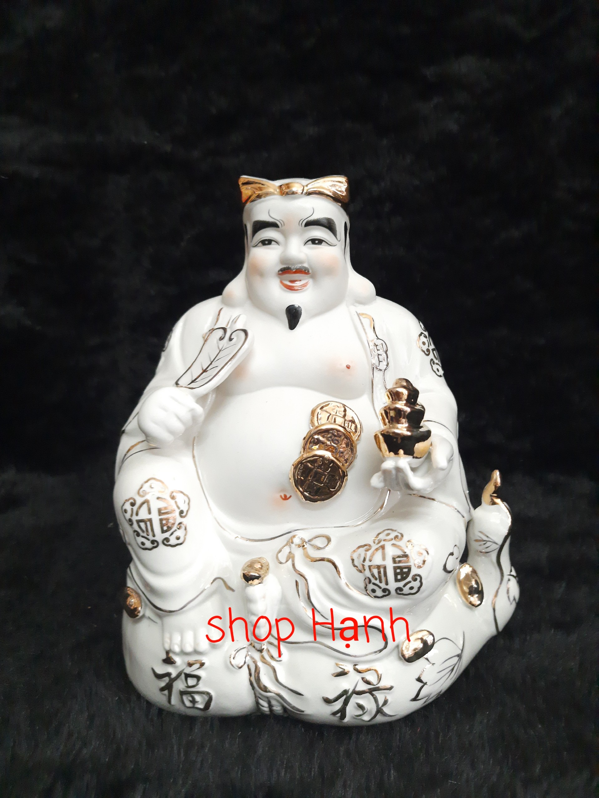 Ông Địa Thần Tài sứ trắng E6 cao 20 cm