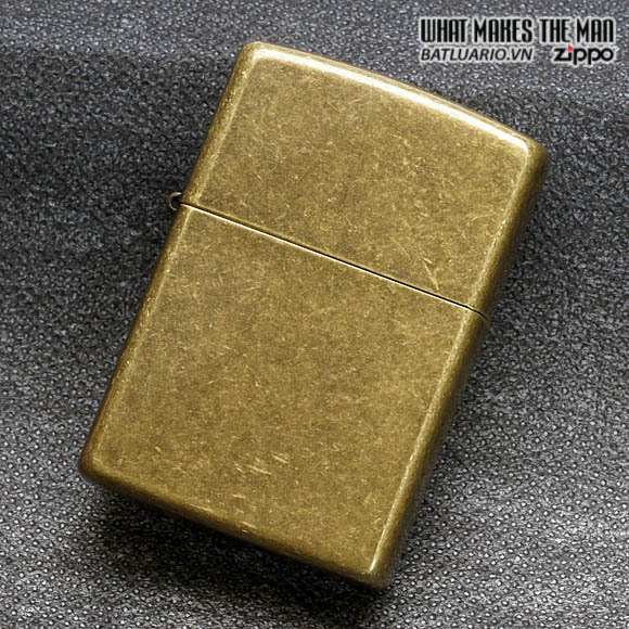 BẬT LỬA ZIPPO 201FB - ZIPPO ANTIQUE BRASS ĐỒNG VÀNG GIẢ CỔ 201FB