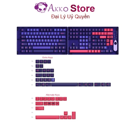 Bộ nút bàn phím cơ AKKO Keycap set Neon ASA Profile / Cherry Profile 157 nút