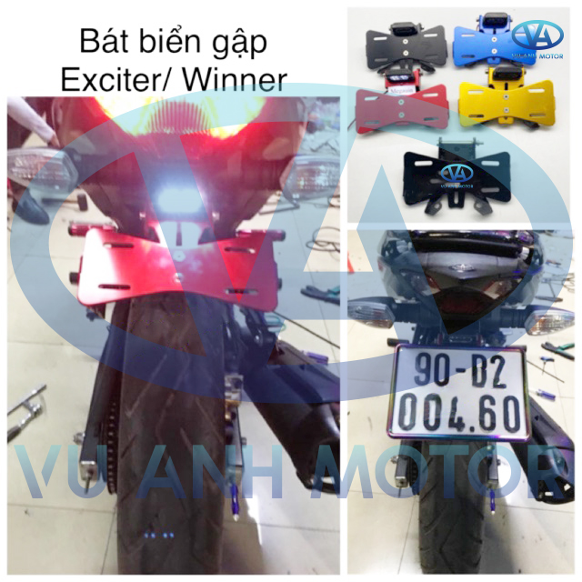 Pát gắn biển số 2 chiều cao cấp dành cho xe Exciter, Winner nhôm CNC cao cấp kèm đèn chiếu biển số