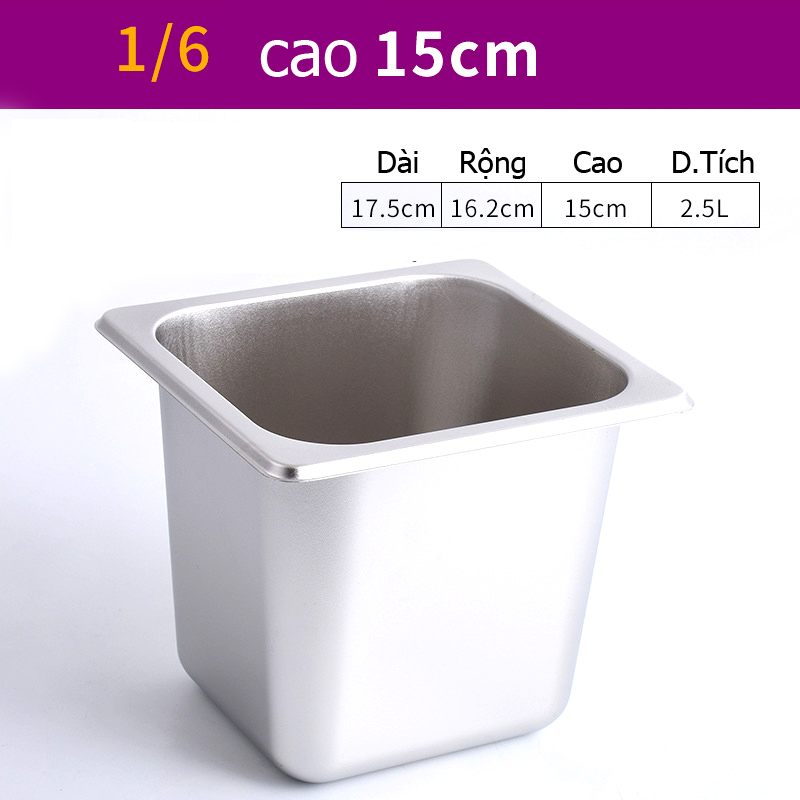 [HCM]Khay Inox Đựng Topping 1/6 (V2)