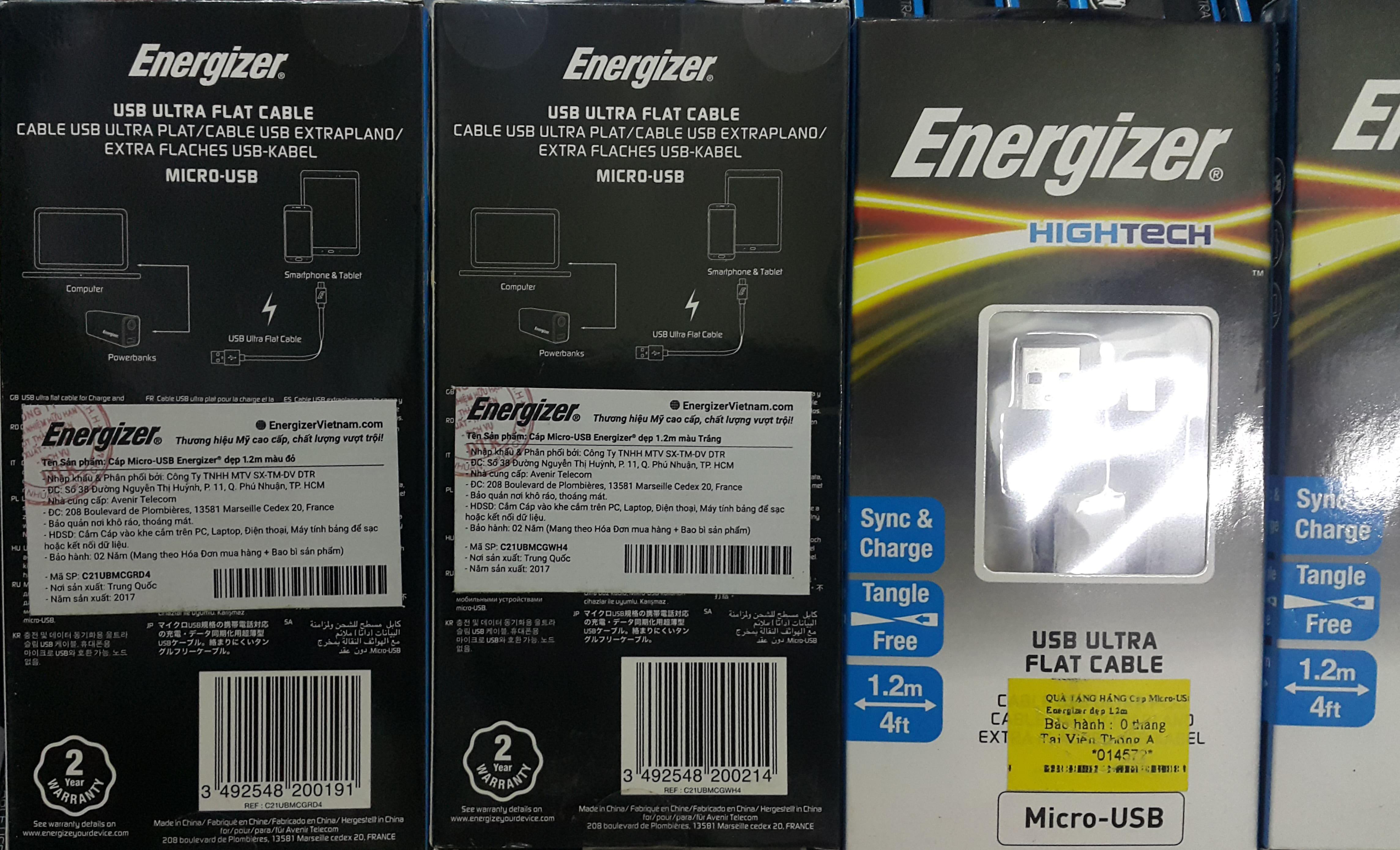 [HCM]Cáp Micro USB Energizer - Dài 1.2m - của hãng