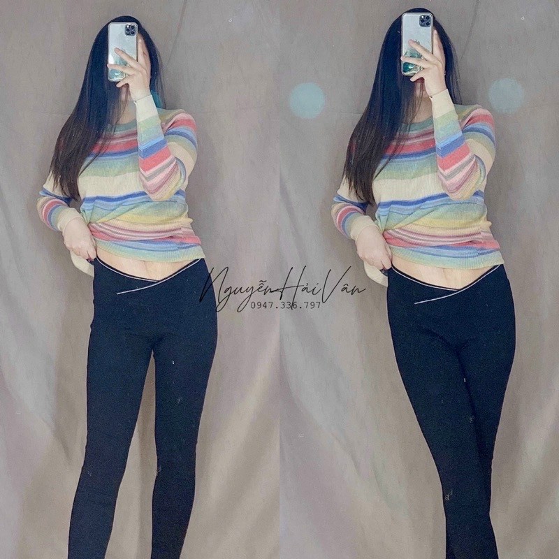 Quần Bầu Legging cạp chép dài chất Cotton co dãn thoải mái tiện lợi cho mẹ Bầu