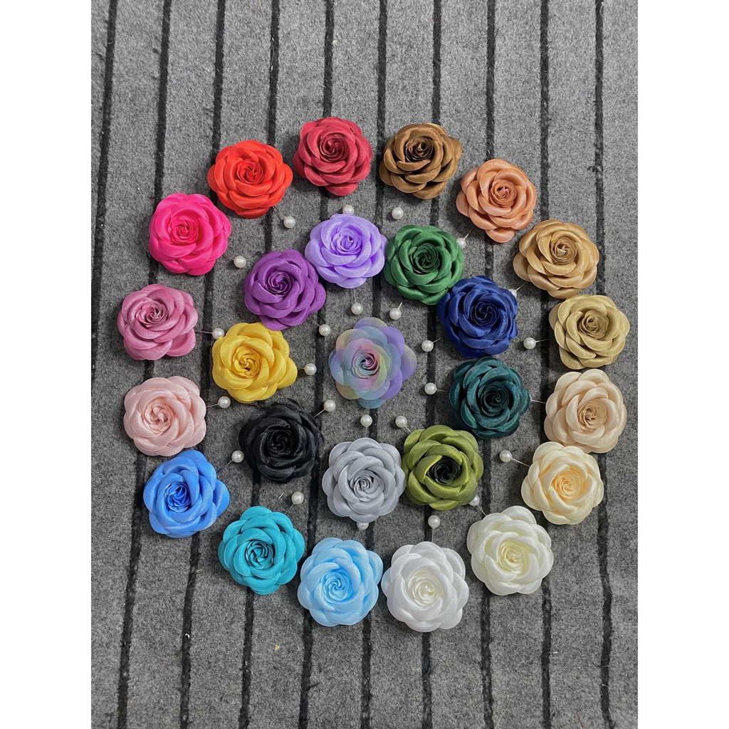 Hoa cài áo,  Hoa Hồng Cài Áo [HANN HANDMADE - Hoa cài áo, phụ kiện thời trang sỉ]