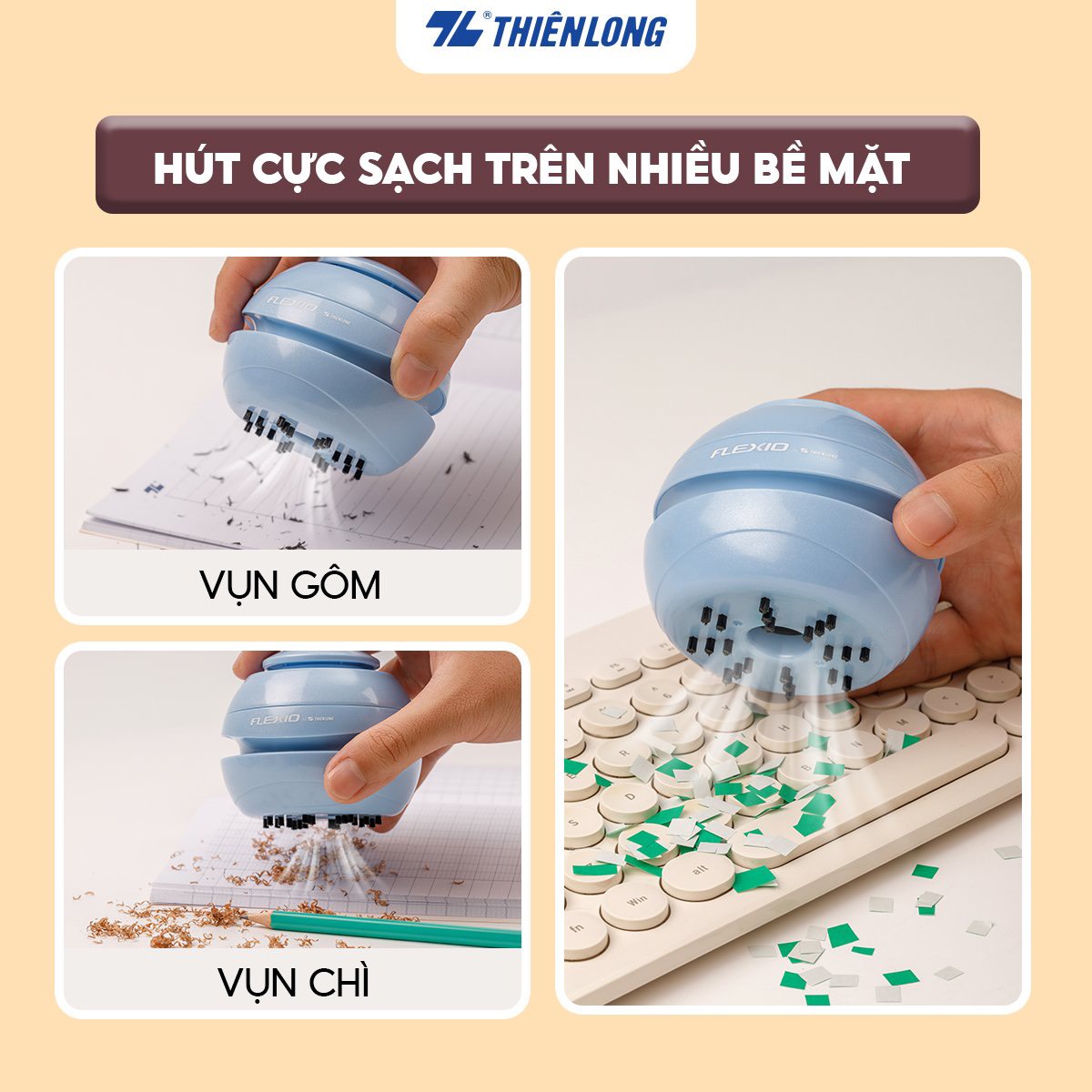 ( Tặng Thêm Pin Thiên Long ) Máy hút bụi mini Thiên Long Flexio MVE-001