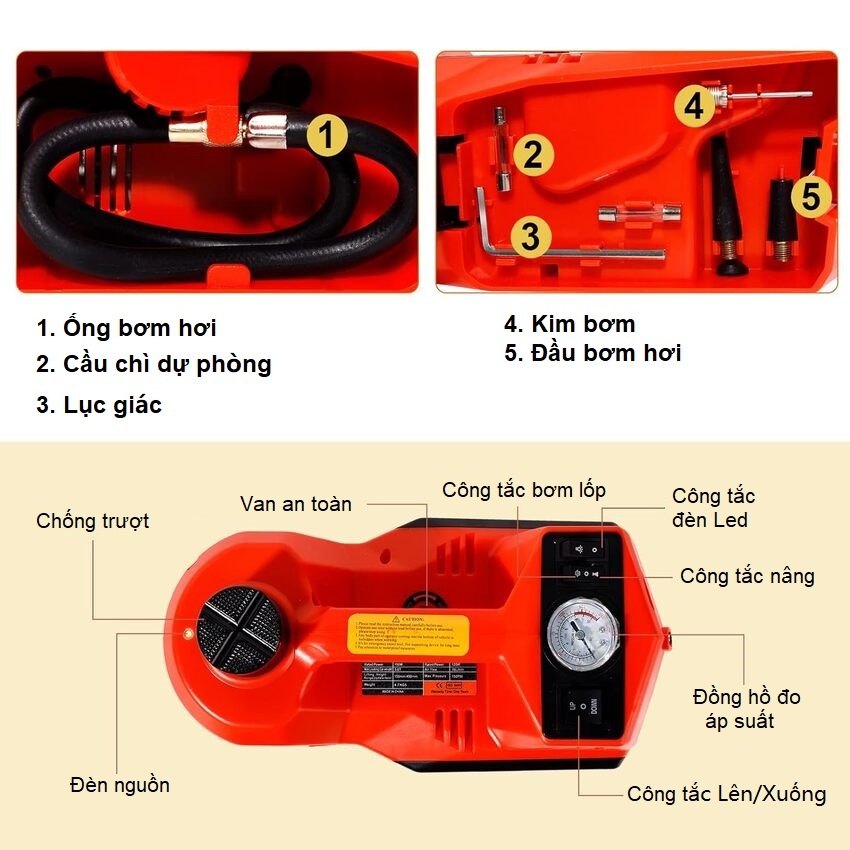 Bộ nâng kích gầm điện 5 tấn, kiêm máy bơm lốp và máy siết ốc ô tô đa năng 3 trong 1 ROGTZ TY-155EHJS - Hàng Nhập Khẩu Chính Hãng