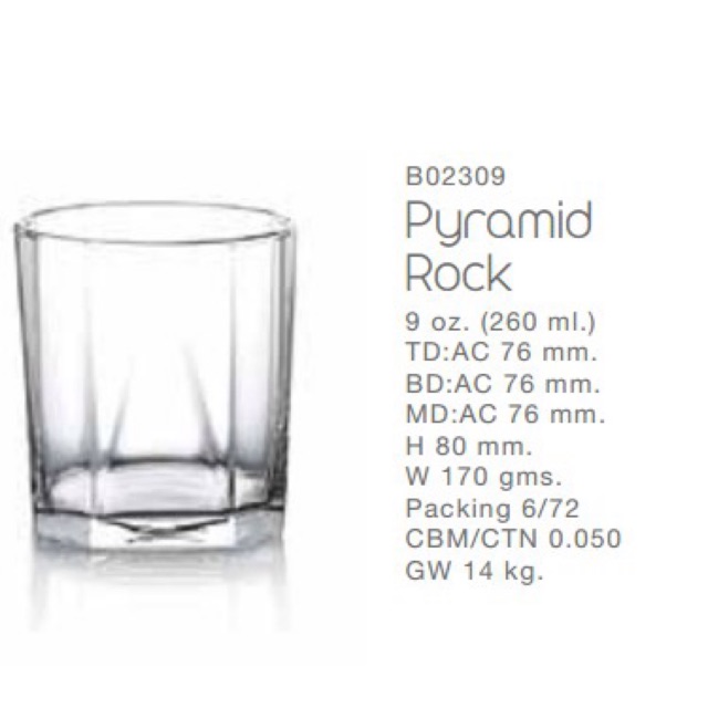 Bộ 6 Cốc Thủy Tinh Rock Pyramid Ocean – B02309 – 260ml