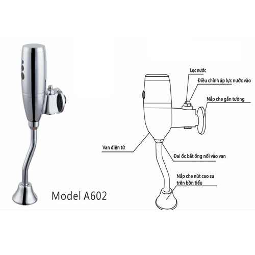 Van xả tiểu cảm ứng Techome A602 (Dùng Pin)