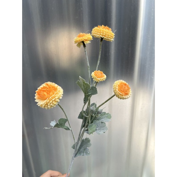 Hoa giả/Hoa cúc đồng xu 1 cành 5 bông phù hợp cắm bình cắm điểm decor nhà cửa