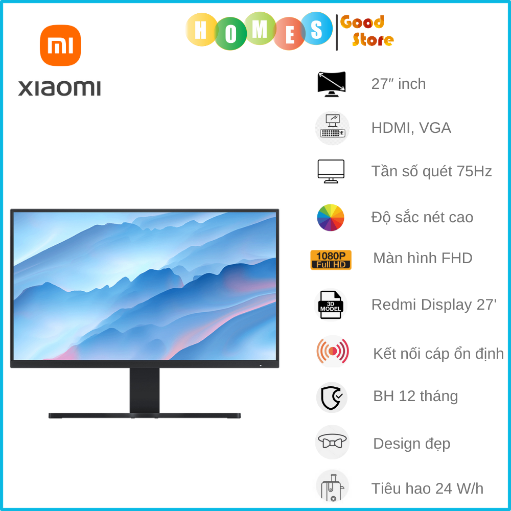 Màn Hình Máy Tính Xiaomi Mi Desktop Monitor 27 Inch Phù Hợp Làm Việc, Chơi Game - Hàng Nhập Khẩu