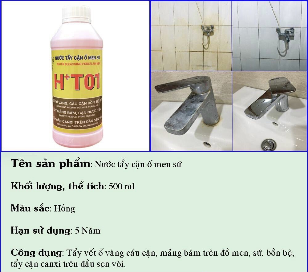 Tẩy trắng men sứ H+T01 - Chai 500ml