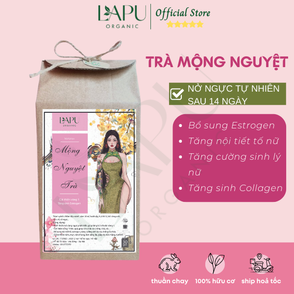 Trà mầm đậu nành sâm tố nữ, trà túi lọc hỗ trợ tăng vòng 1 LAPU ORGANIC