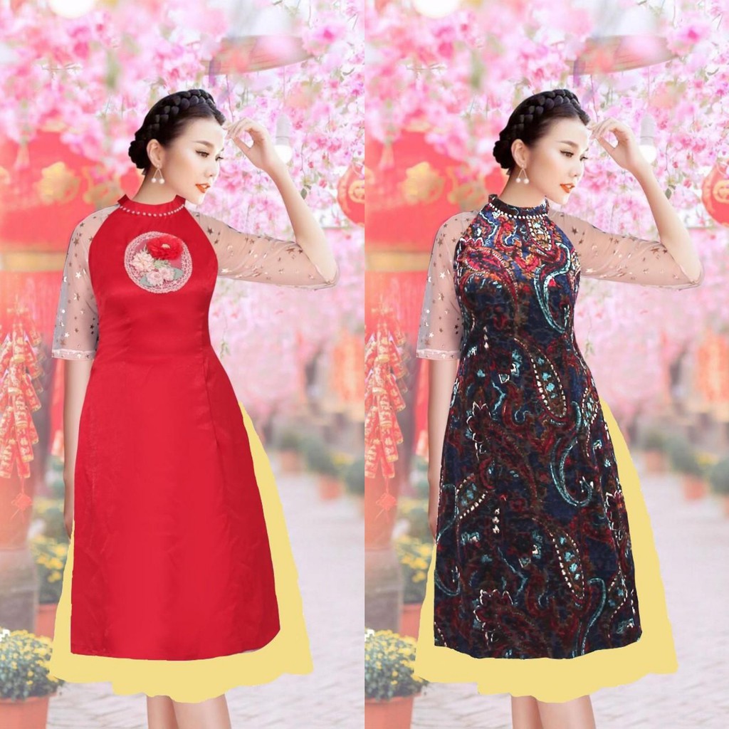 [HCM]Áo dài cách tân vải nhung sản phẩm tốt với chất lượng độ bền cao và được cam kết sản phẩm y như hình