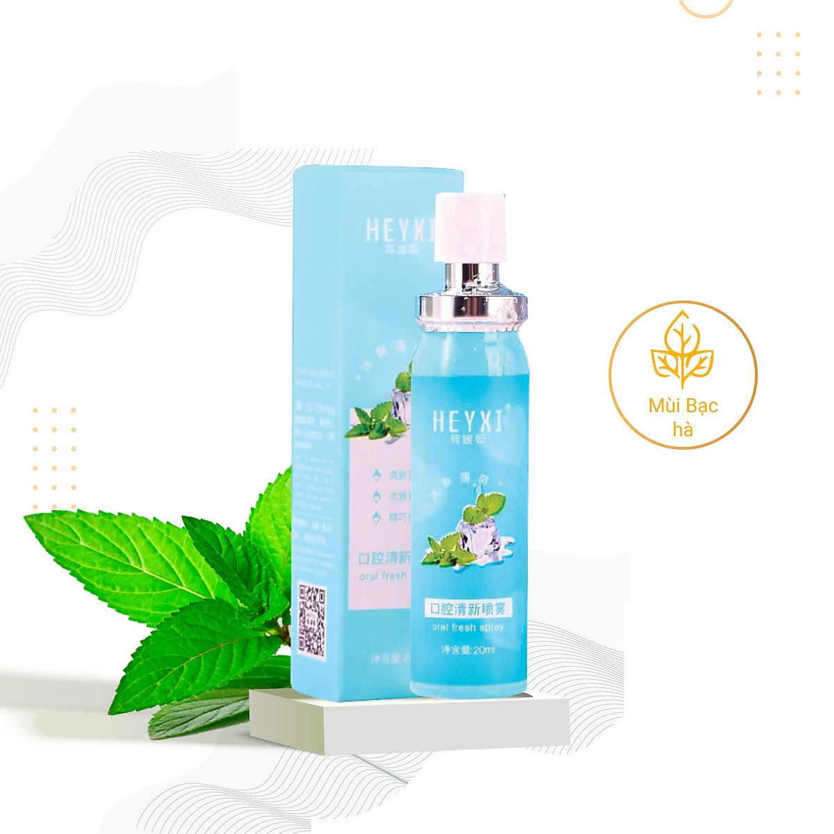 Xịt Thơm Miệng HEYXI 20ml Hương Bạc Hà & Đào